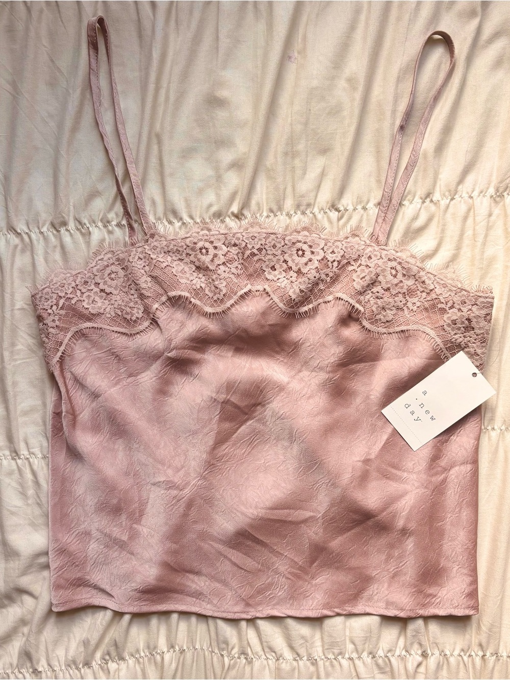 a new day Blush Pink Lace-Trim Top